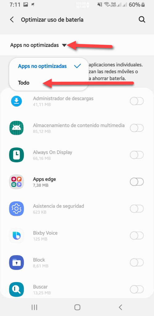 Permitir actividad en segundo plano
